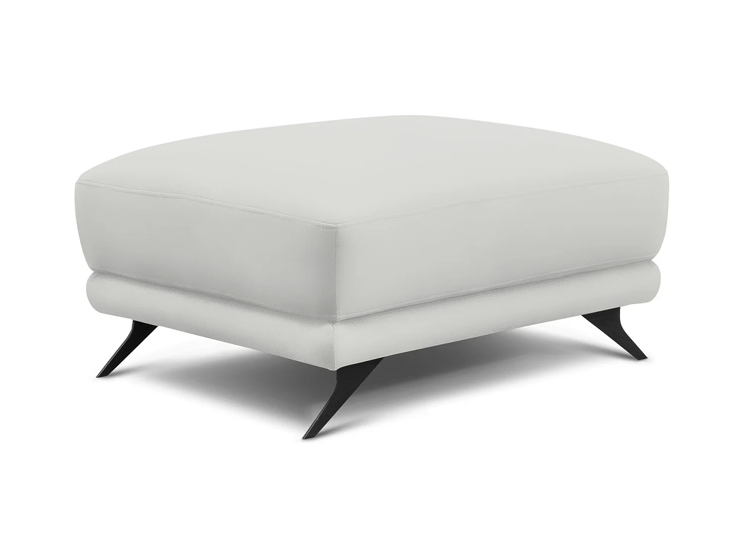 Pouf simili cuir blanc et pieds métal noir Zora 82cm