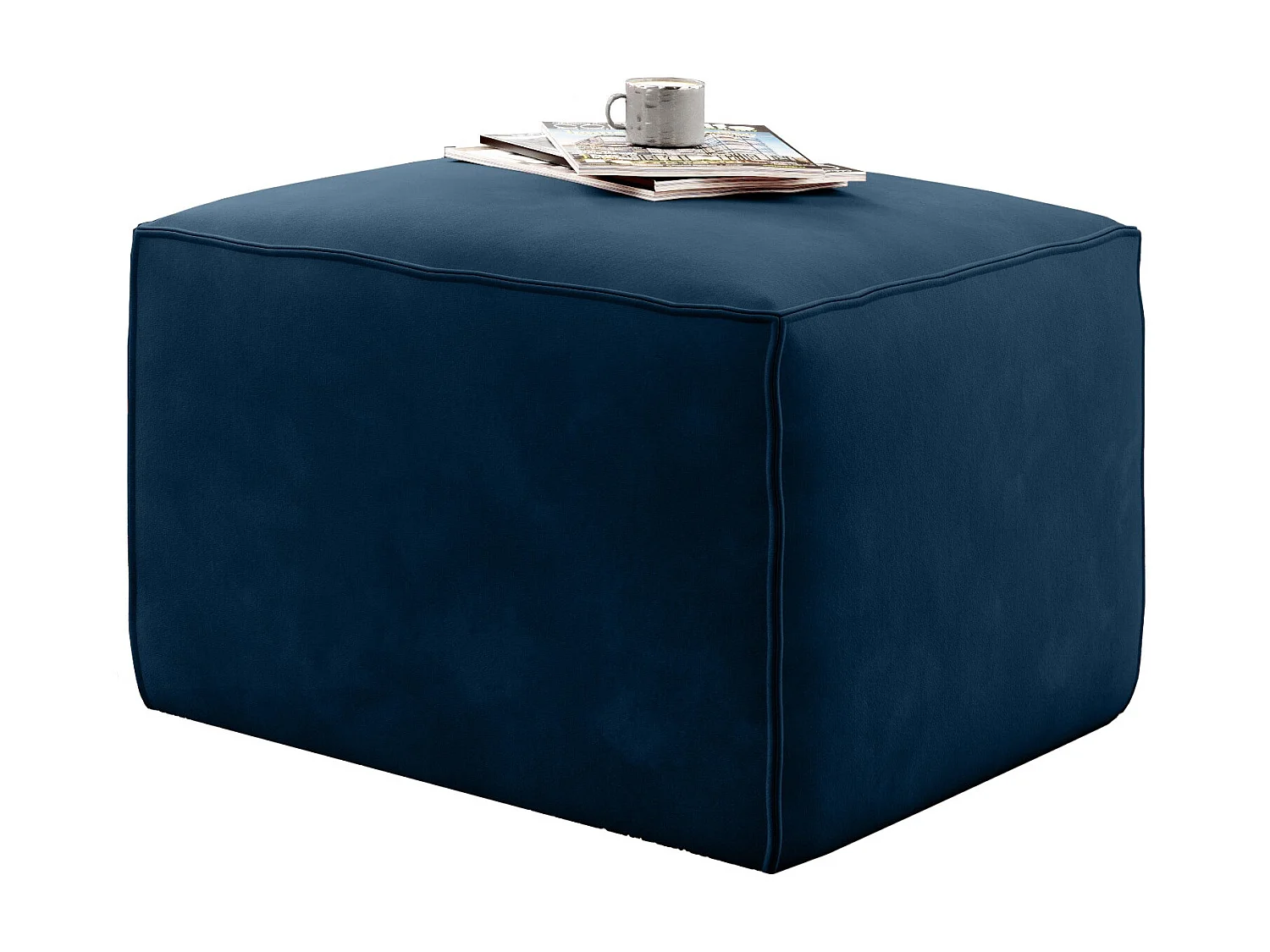 Pouf moderne tissu bleu foncé Willace 88cm