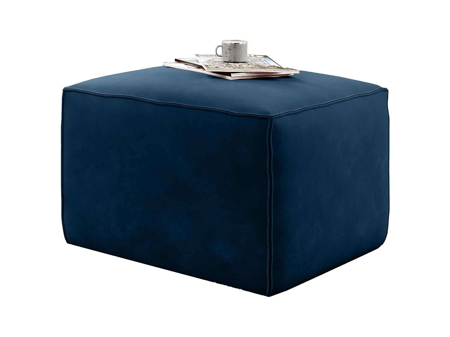 Pouf moderne tissu bleu foncé Willace 88cm