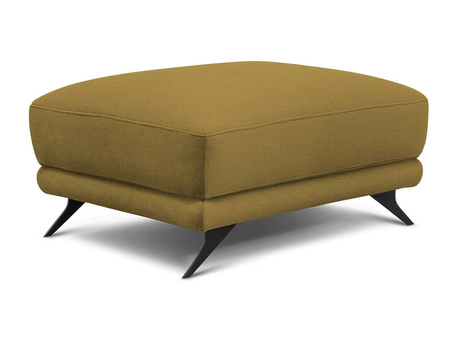 Pouf tissu doux jaune moutarde et pieds métal noir Zora 82cm