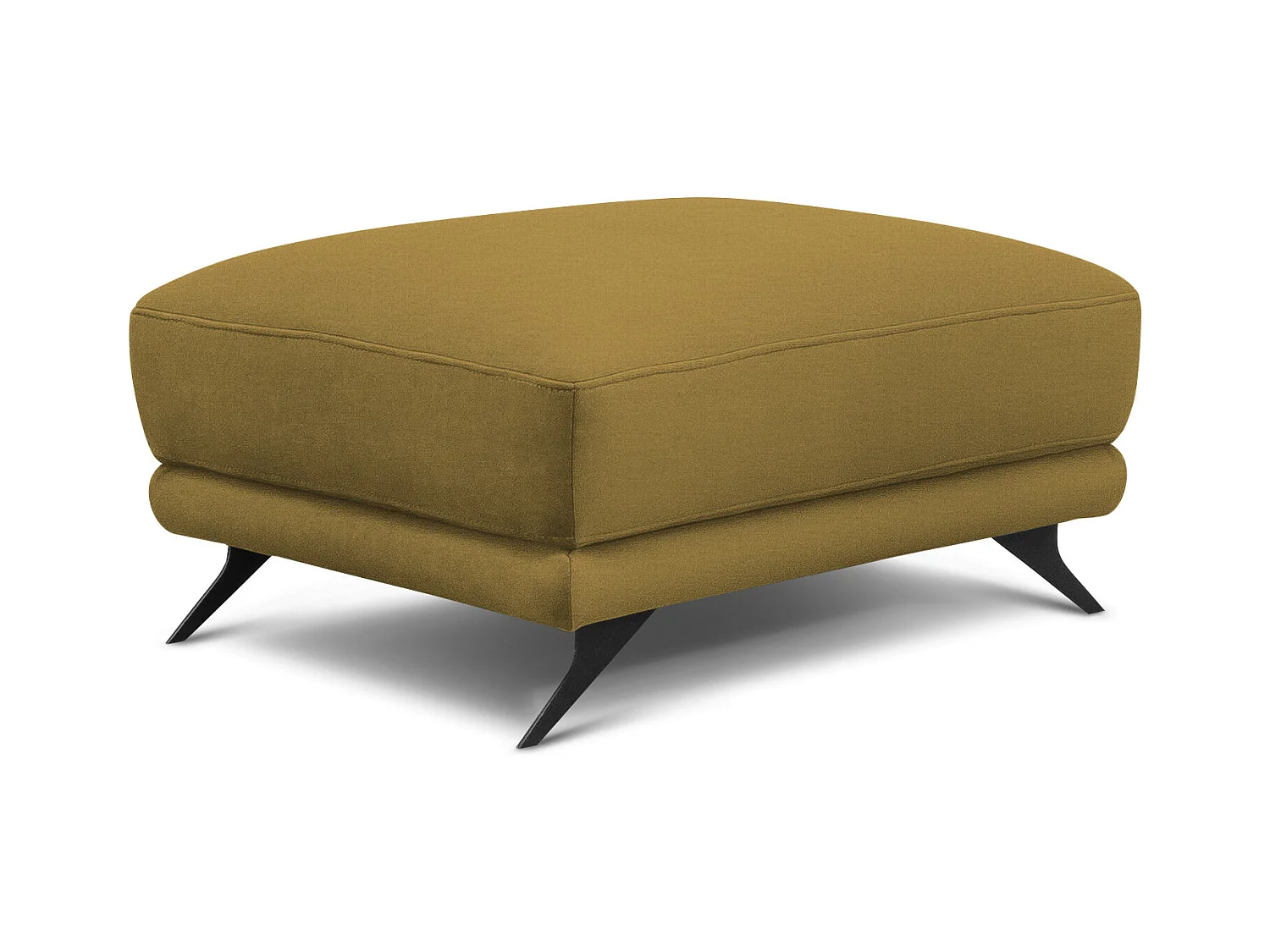 Pouf tissu doux jaune moutarde et pieds métal noir Zora 82cm