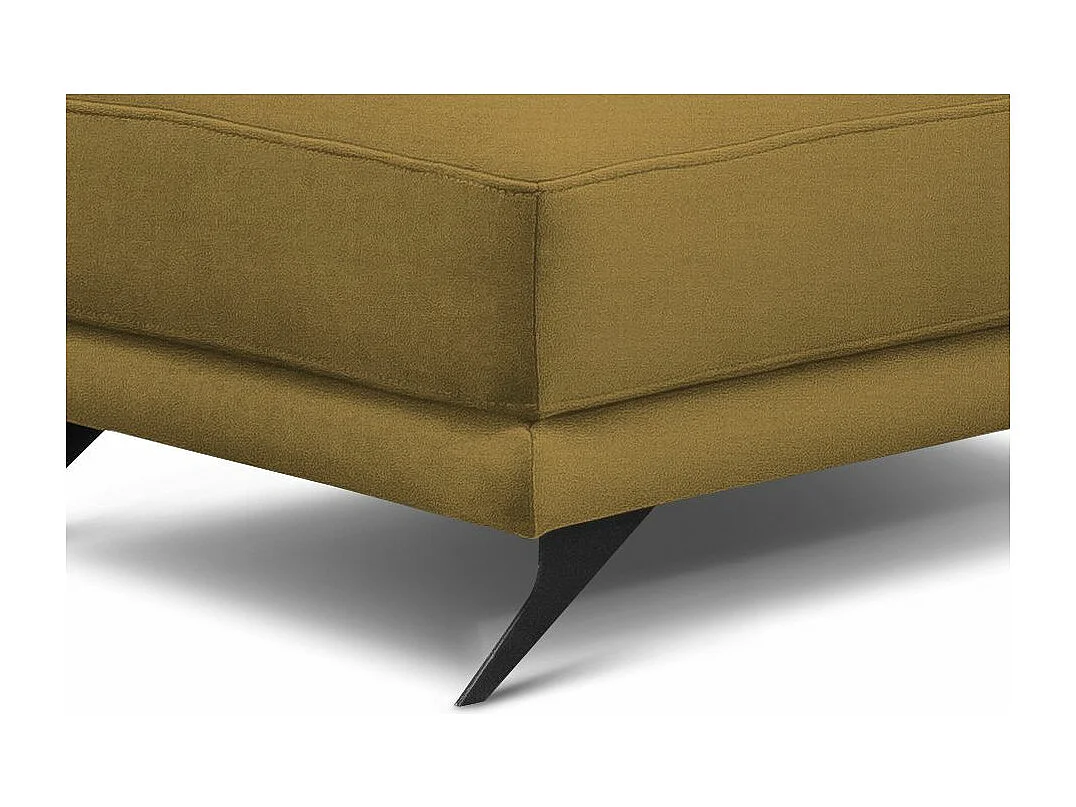 Pouf tissu doux jaune moutarde et pieds métal noir Zora 82cm