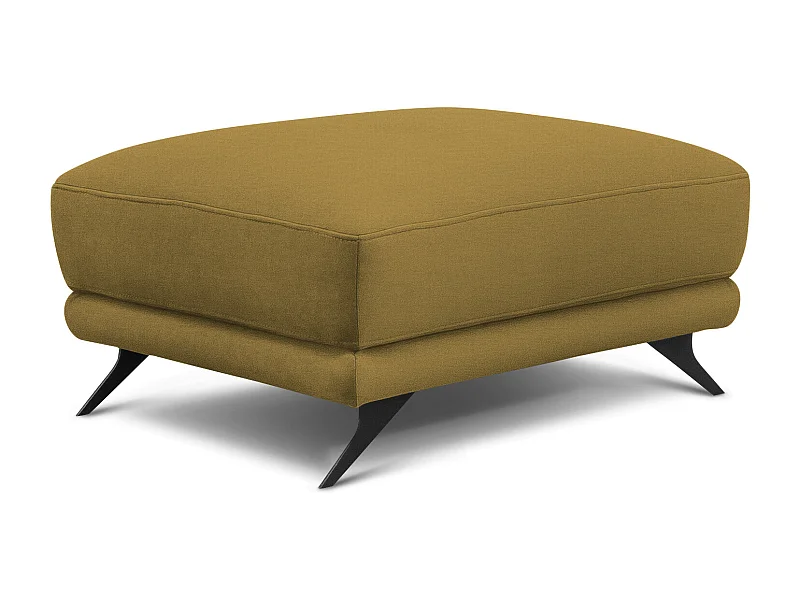 Pouf tissu doux jaune moutarde et pieds métal noir Zora 82cm