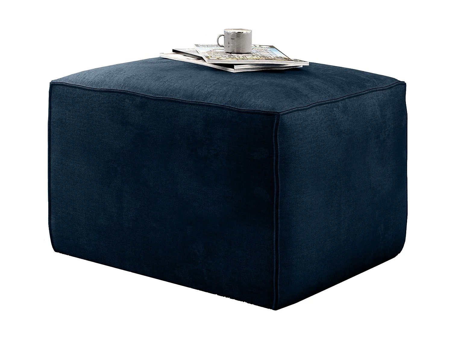 Pouf moderne tissu doux bleu nuit Willace 88cm