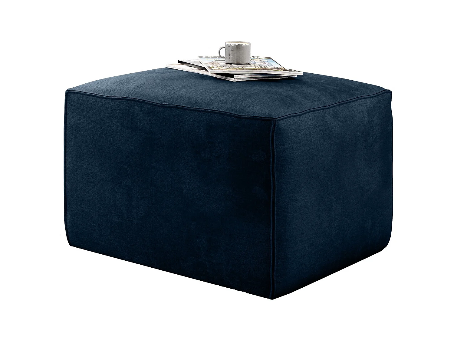Pouf moderne tissu doux bleu nuit Willace 88cm
