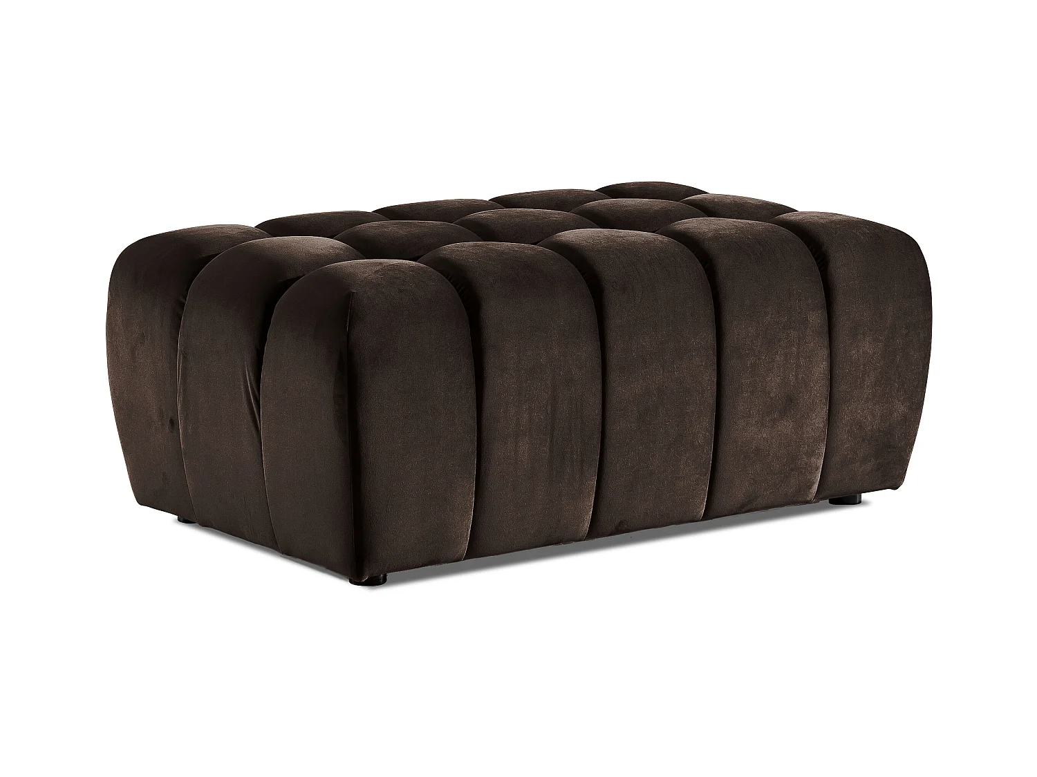 Pouf velours marron Larko 102cm