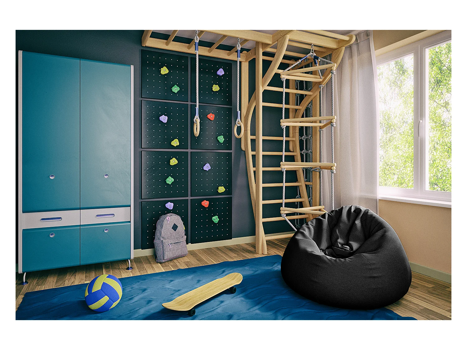 Pouf poire en tissu Komo-Couleur Noir