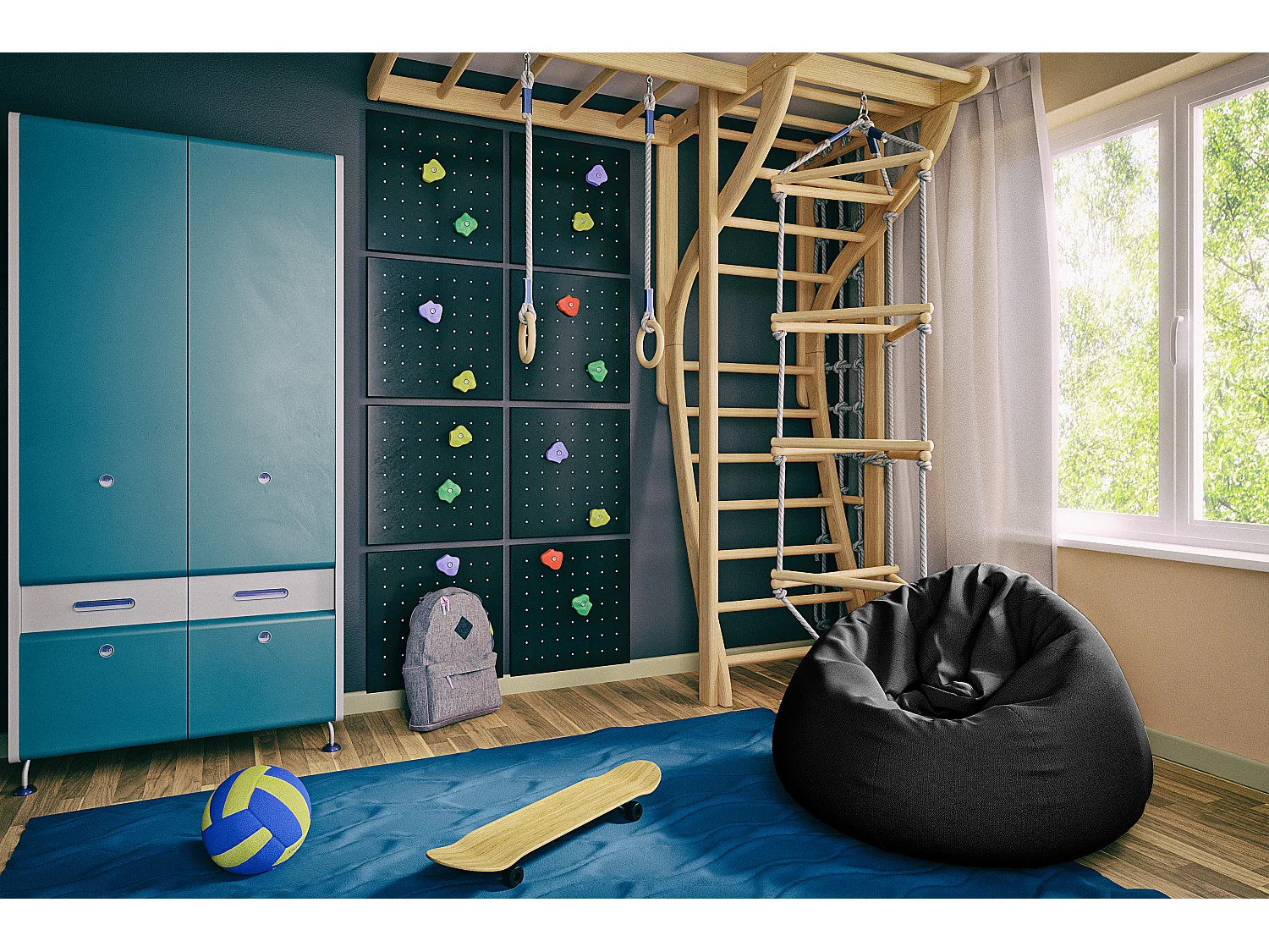 Pouf poire en tissu Komo-Couleur Noir