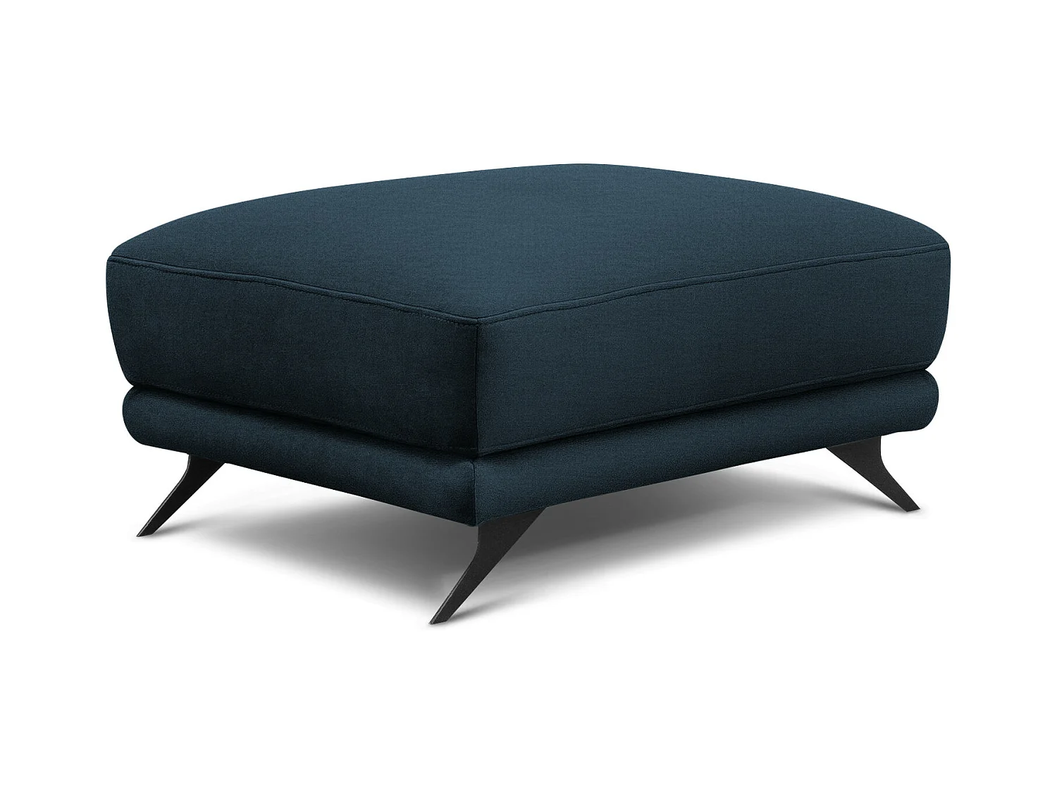 Pouf tissu doux bleu et pieds métal noir Zora 82cm