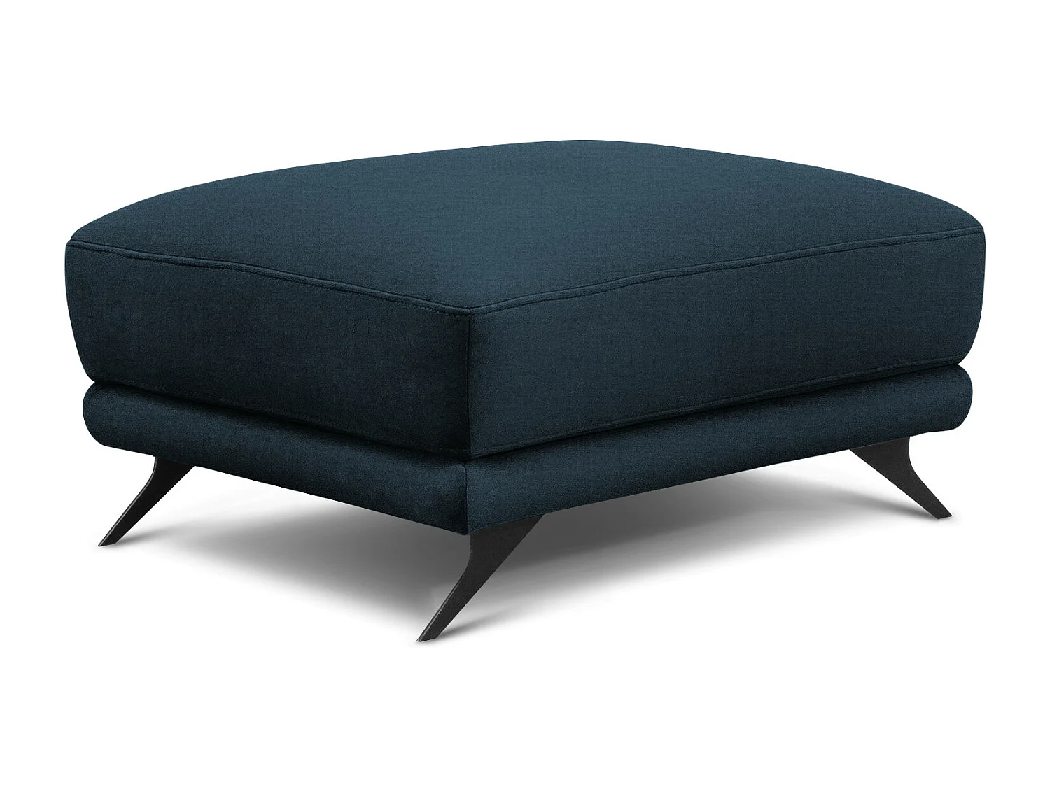Pouf tissu doux bleu et pieds métal noir Zora 82cm