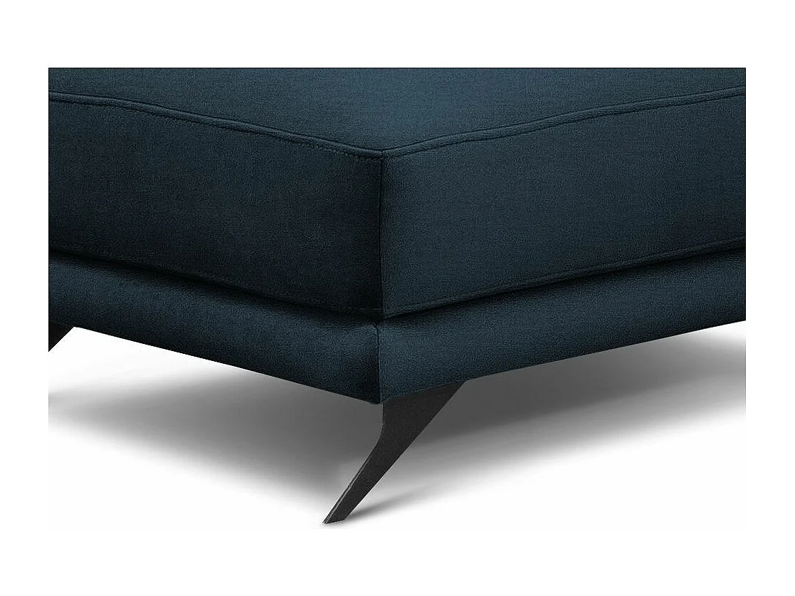 Pouf tissu doux bleu et pieds métal noir Zora 82cm