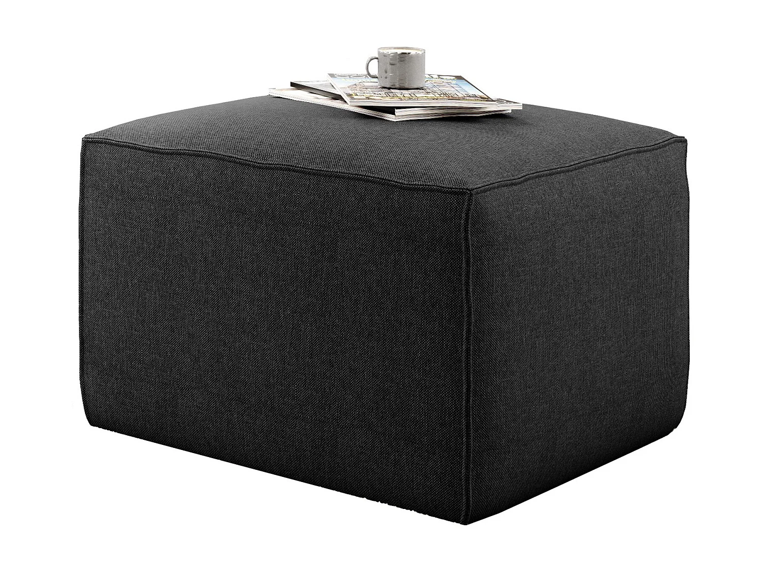 Pouf moderne tissu noir Willace 88cm