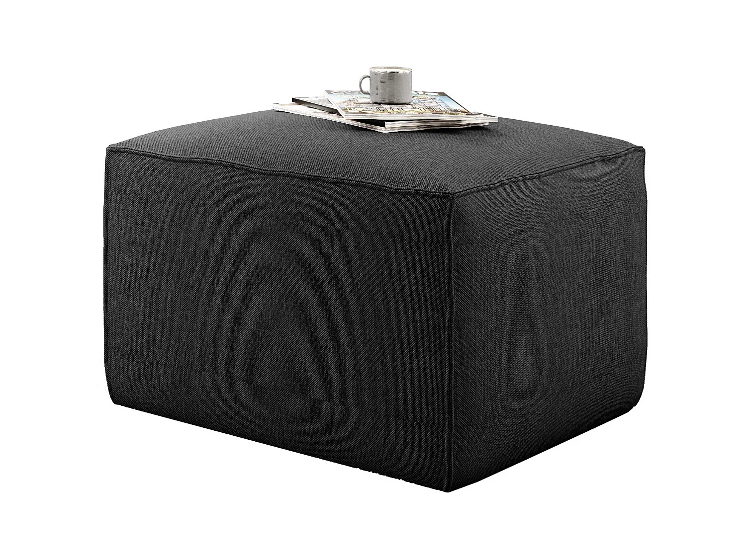 Willace moderne zwarte stoffen poef 88 cm