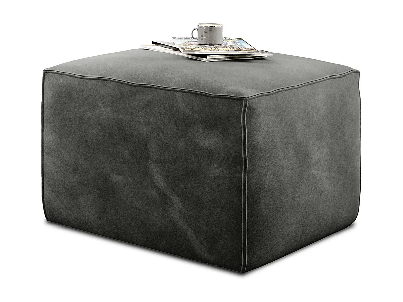 Pouf de salon en velours WILACE – Élégant et confortable-Gris taupe