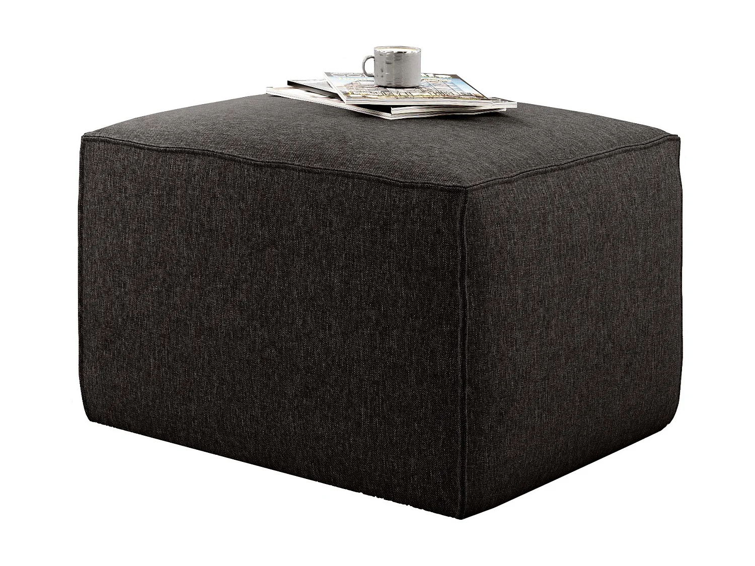Pouf moderne tissu marron foncé Willace 88cm