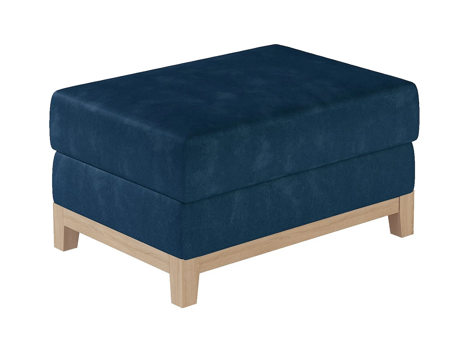Pouf velours bleu foncé et pieds en bois de hêtre Saline 100cm