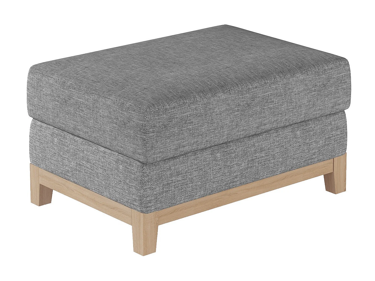 Pouf tissu gris clair et pieds en bois de hêtre Saline 100cm