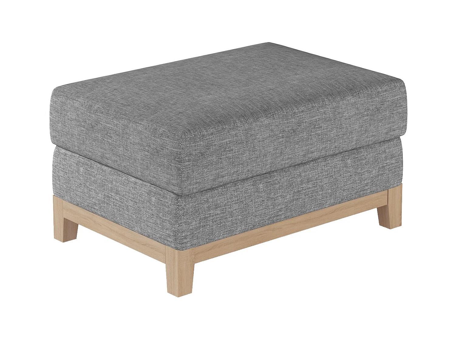 Pouf tissu gris clair et pieds en bois de hêtre Saline 100cm