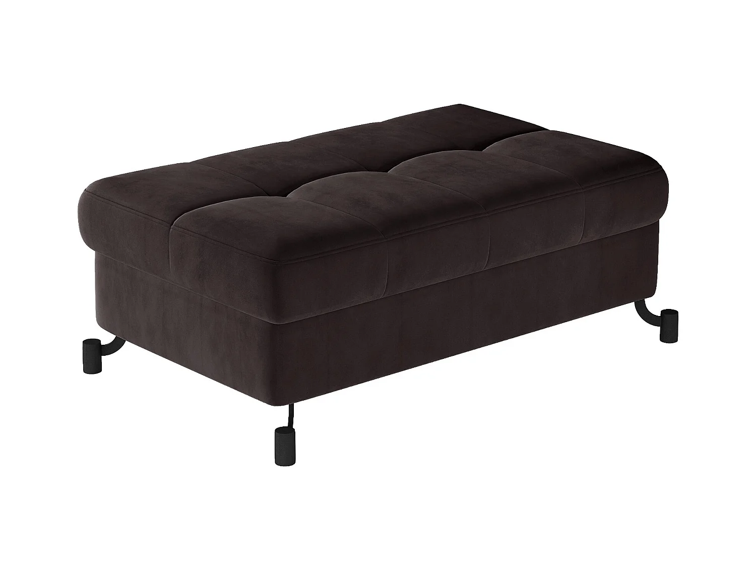 Pouf velours matelassé marron avec coffre de rangement Lory 100cm