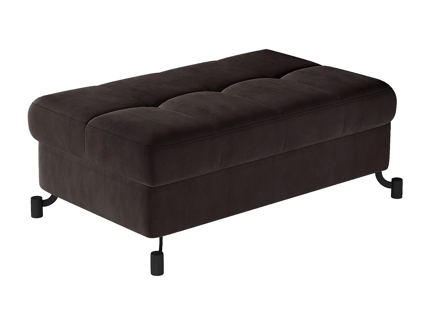 Pouf velours matelassé marron avec coffre de rangement Lory 100cm