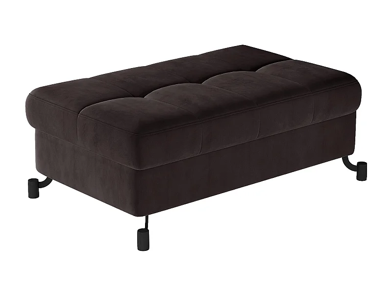 Pouf velours matelassé marron avec coffre de rangement Lory 100cm