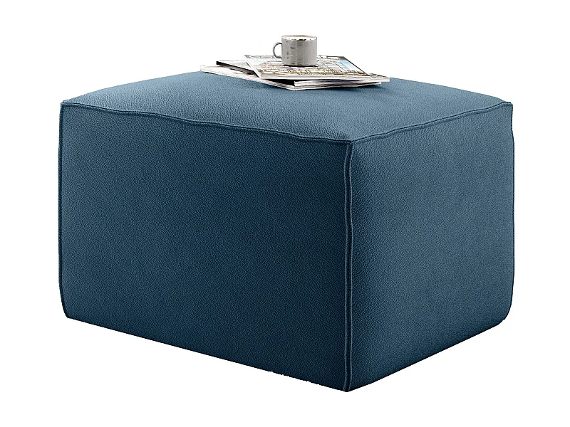 Pouf moderne tissu bleu canard Willace 88cm