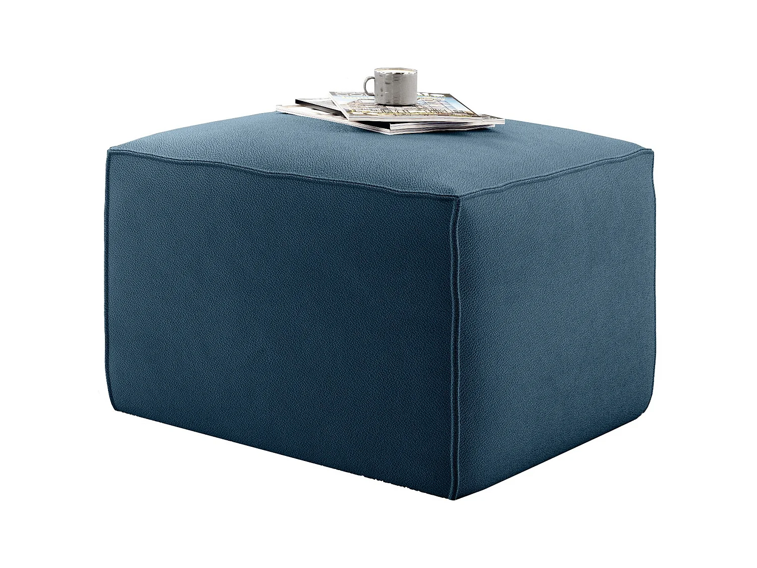 Pouf moderne tissu bleu canard Willace 88cm