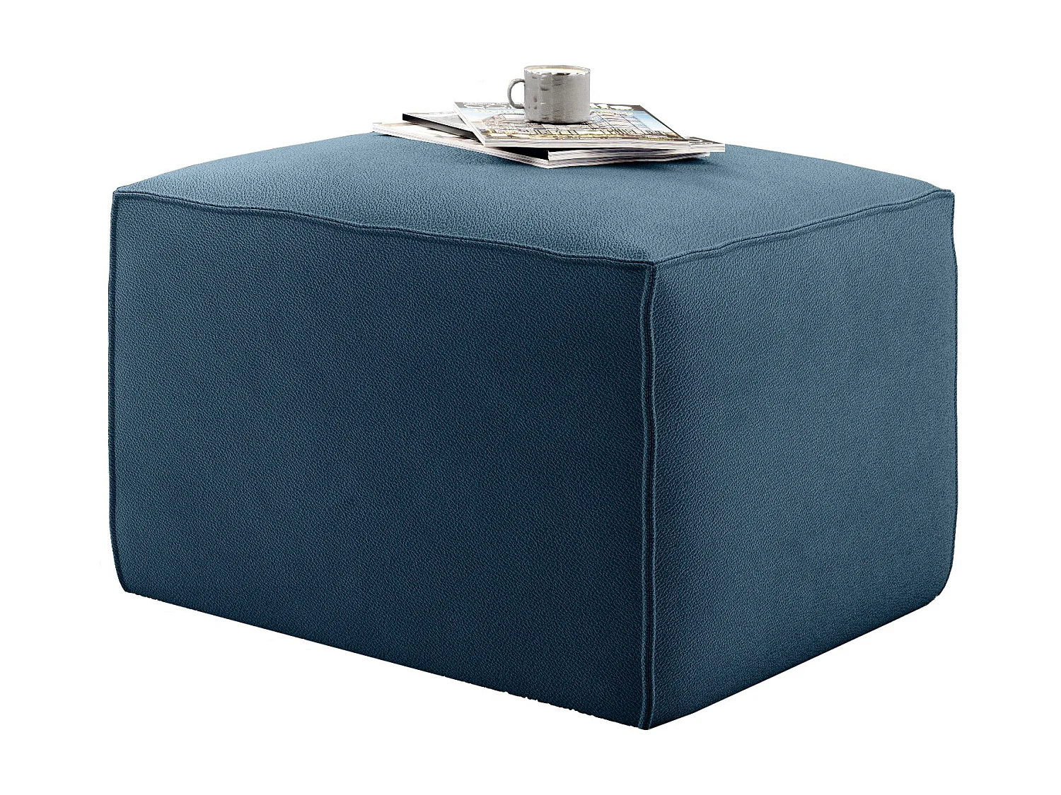 Pouf moderne tissu bleu canard Willace 88cm