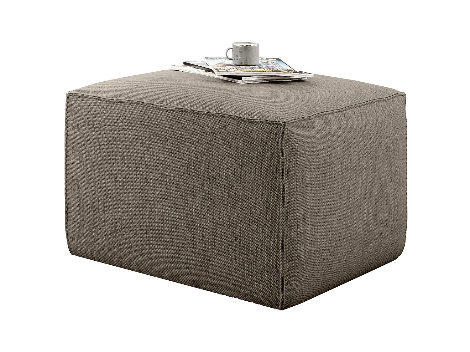 Pouf moderne tissu beige foncé Willace 88cm