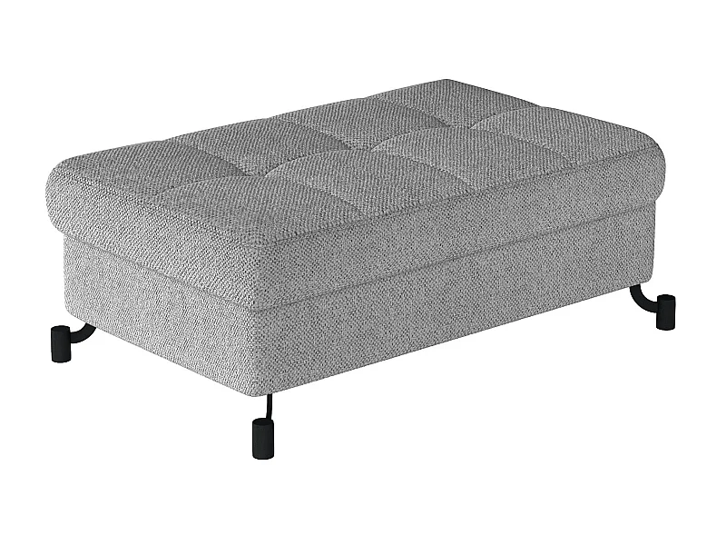 Pouf tissu matelassé gris clair avec coffre de rangement Lory 100cm