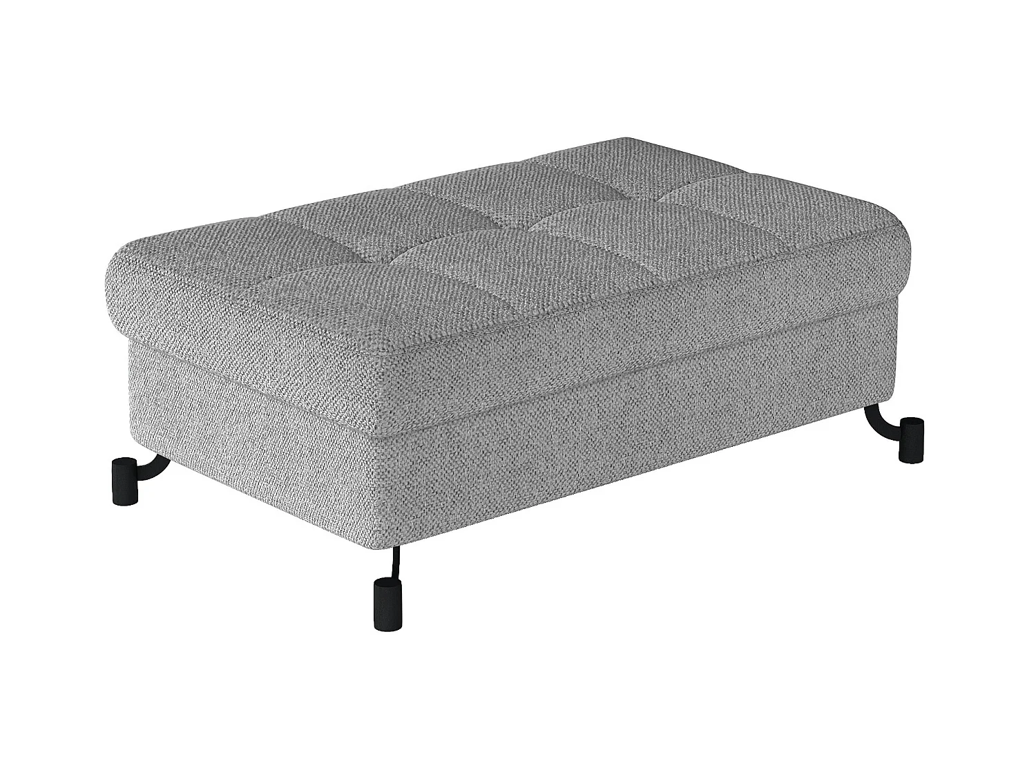 Pouf tissu matelassé gris clair avec coffre de rangement Lory 100cm