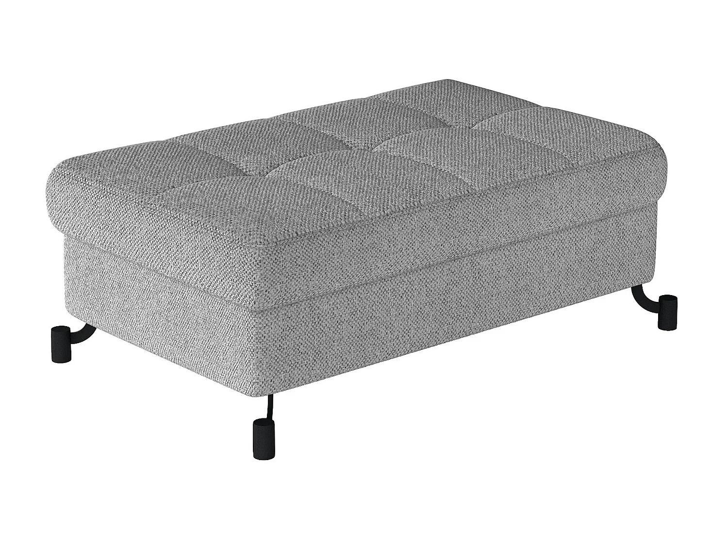 Pouf tissu matelassé gris clair avec coffre de rangement Lory 100cm
