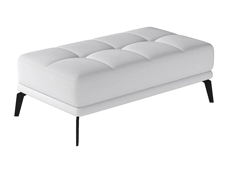 Pouf tissu simili cuir blanc Torpille 140cm