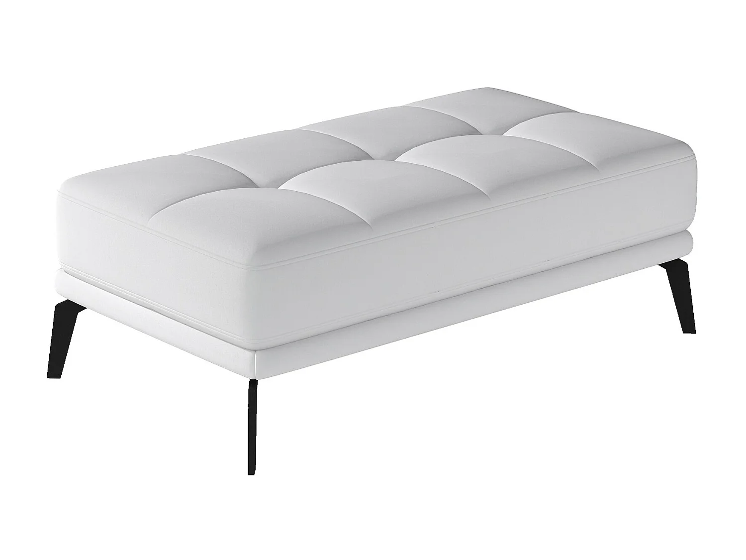 Pouf tissu simili cuir blanc Torpille 140cm