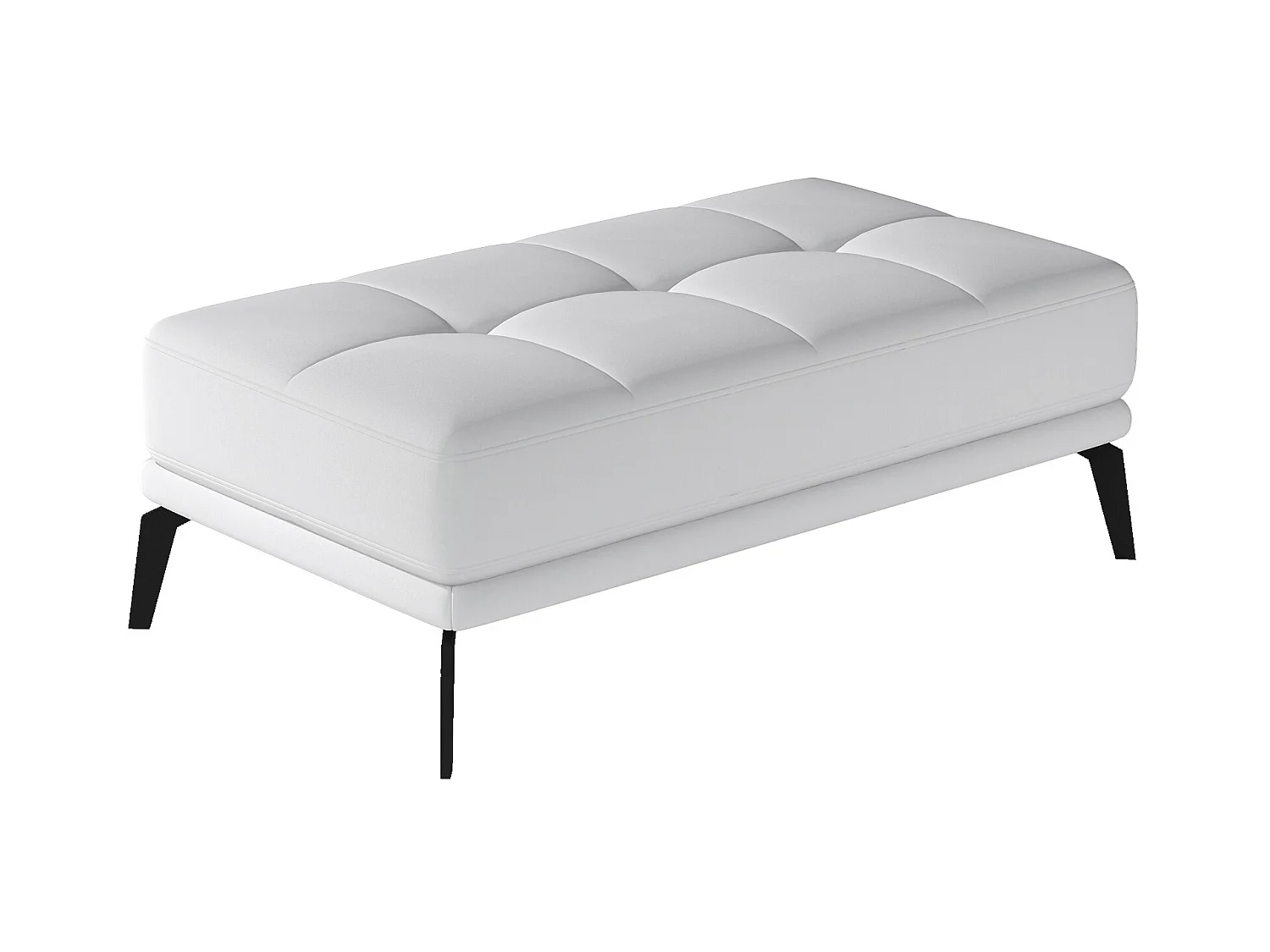 Pouf tissu simili cuir blanc Torpille 140cm