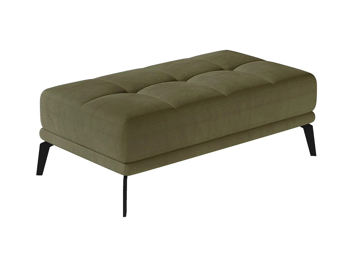 Pouf velours vert kaki Torpille 140cm