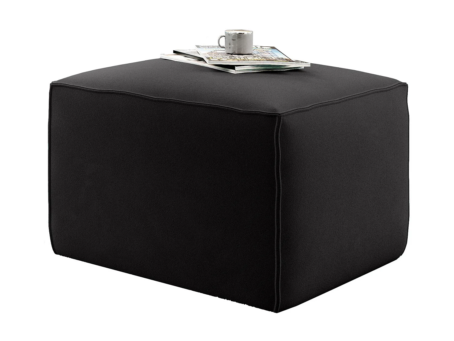 Pouf moderne velours noir Willace 88cm