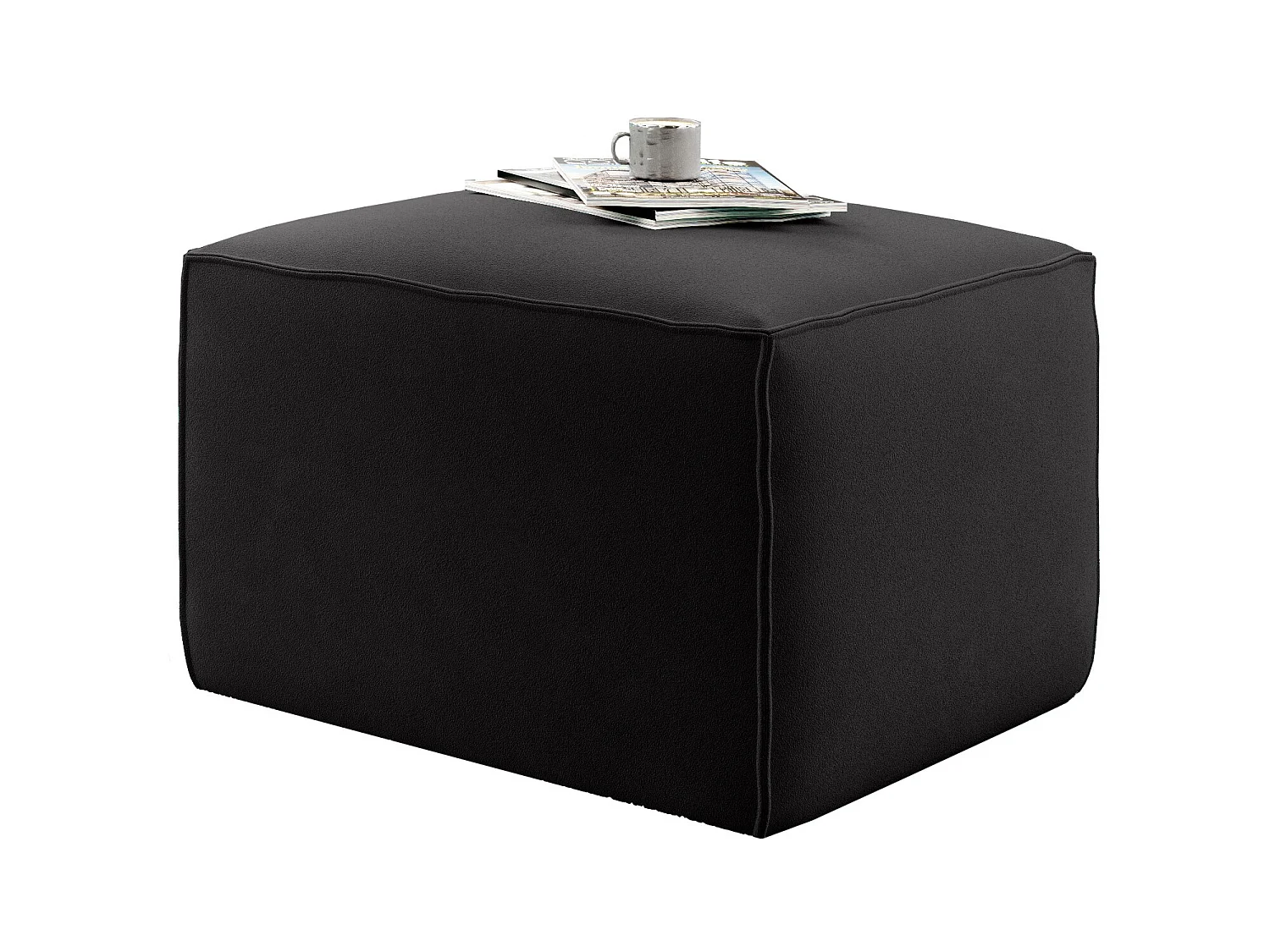 Pouf moderne velours noir Willace 88cm