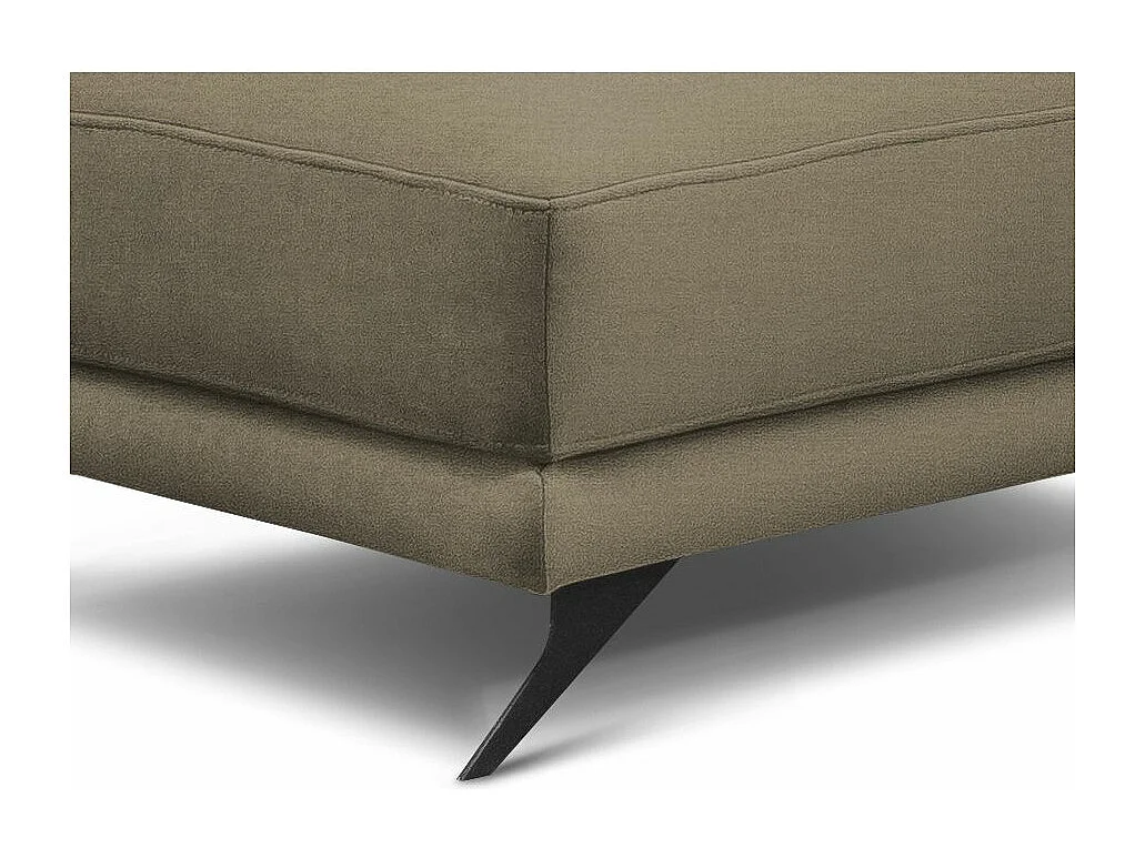 Pouf tissu doux beige foncé et pieds métal noir Zora 82cm