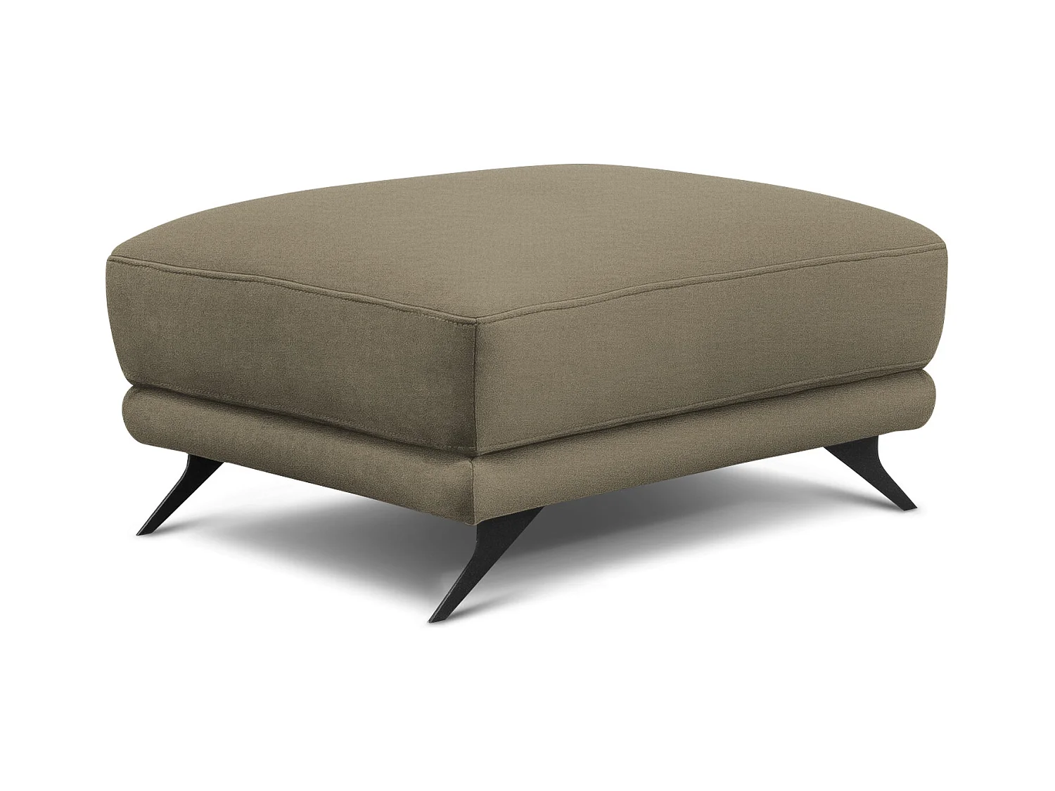 Pouf tissu doux beige foncé et pieds métal noir Zora 82cm