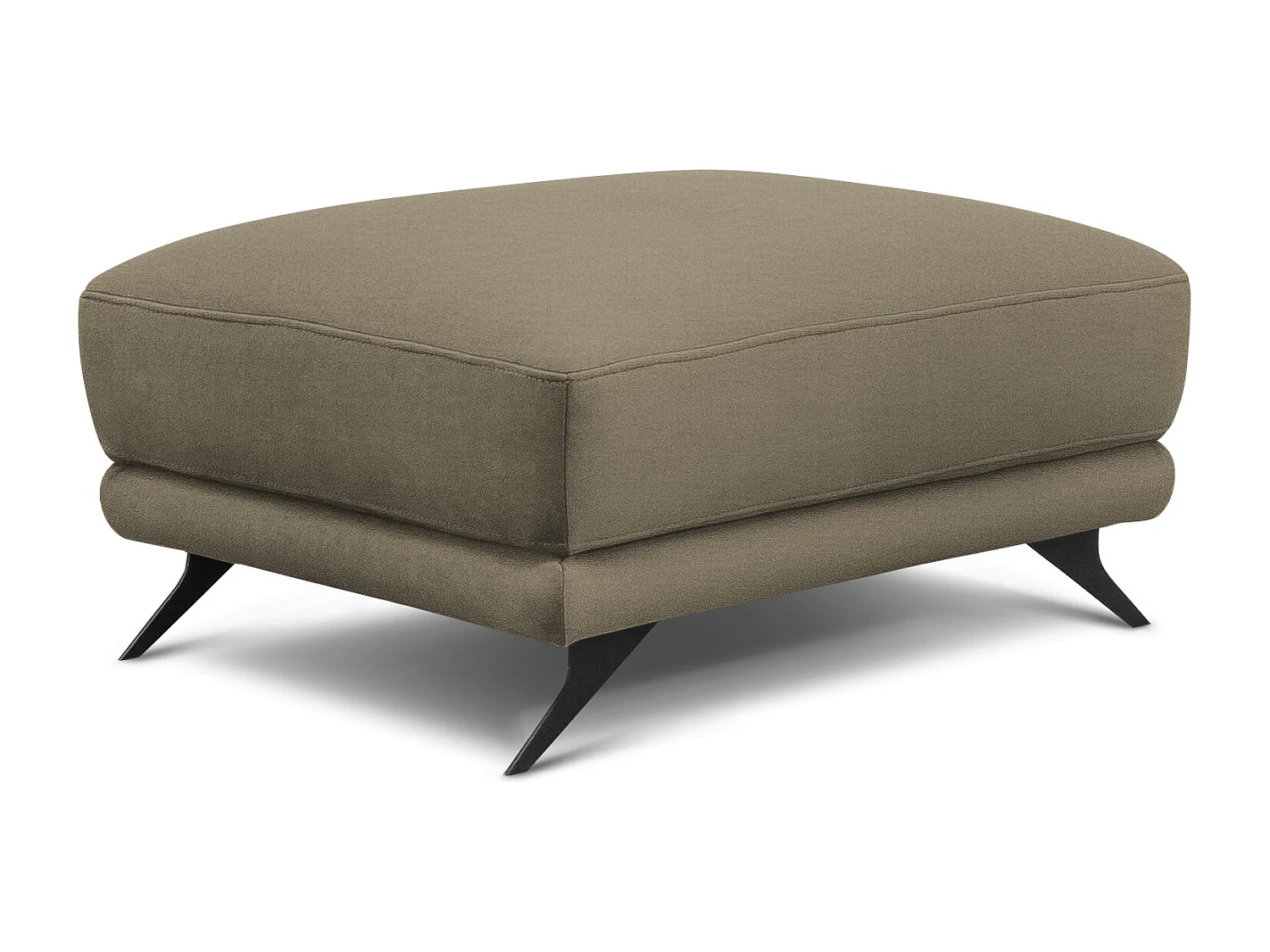 Pouf tissu doux beige foncé et pieds métal noir Zora 82cm