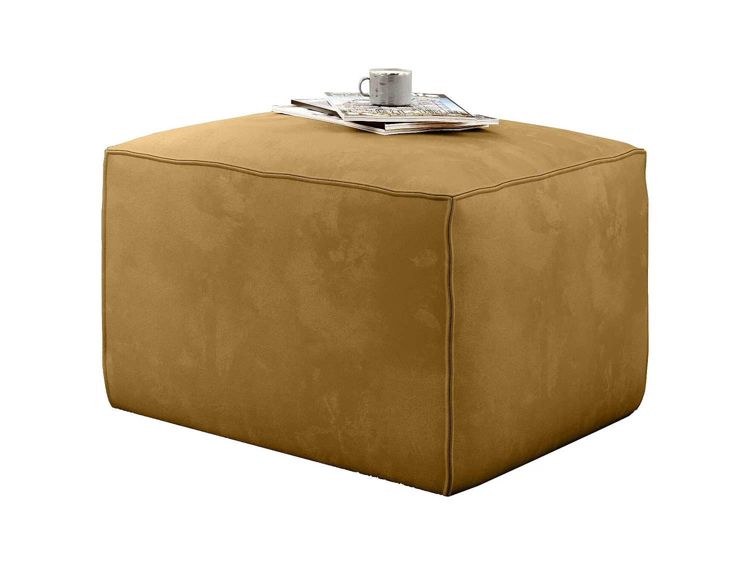 Pouf moderne tissu doux jaune Willace 88cm