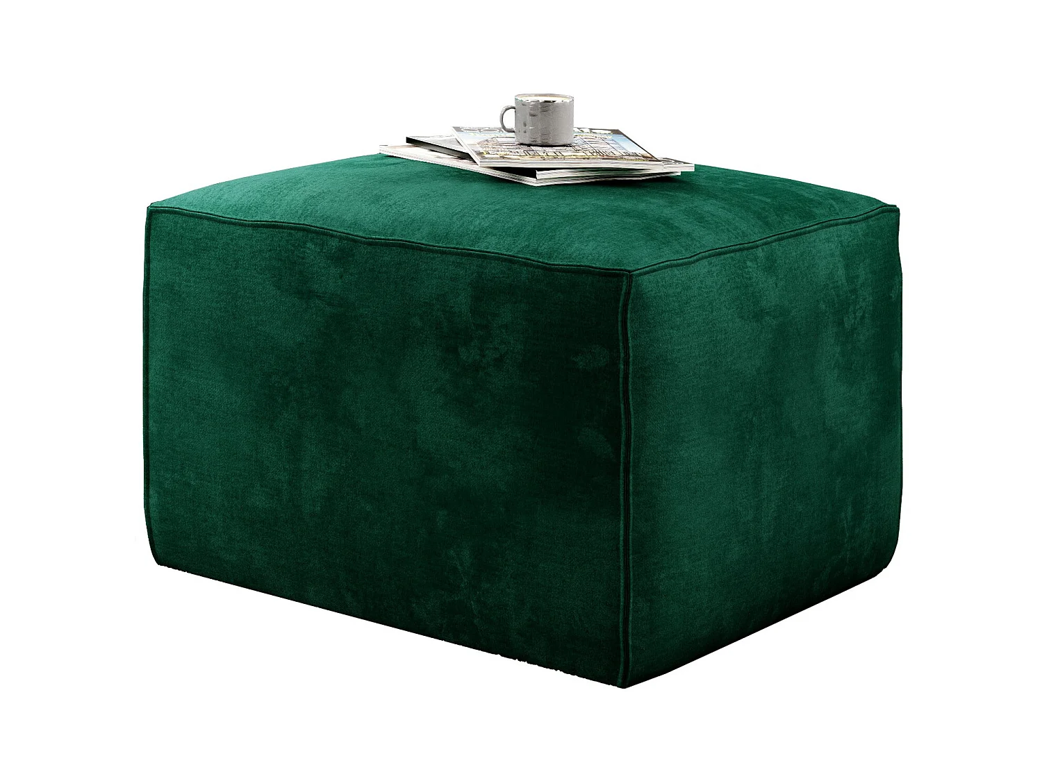 Pouf moderne tissu doux vert Willace 88cm
