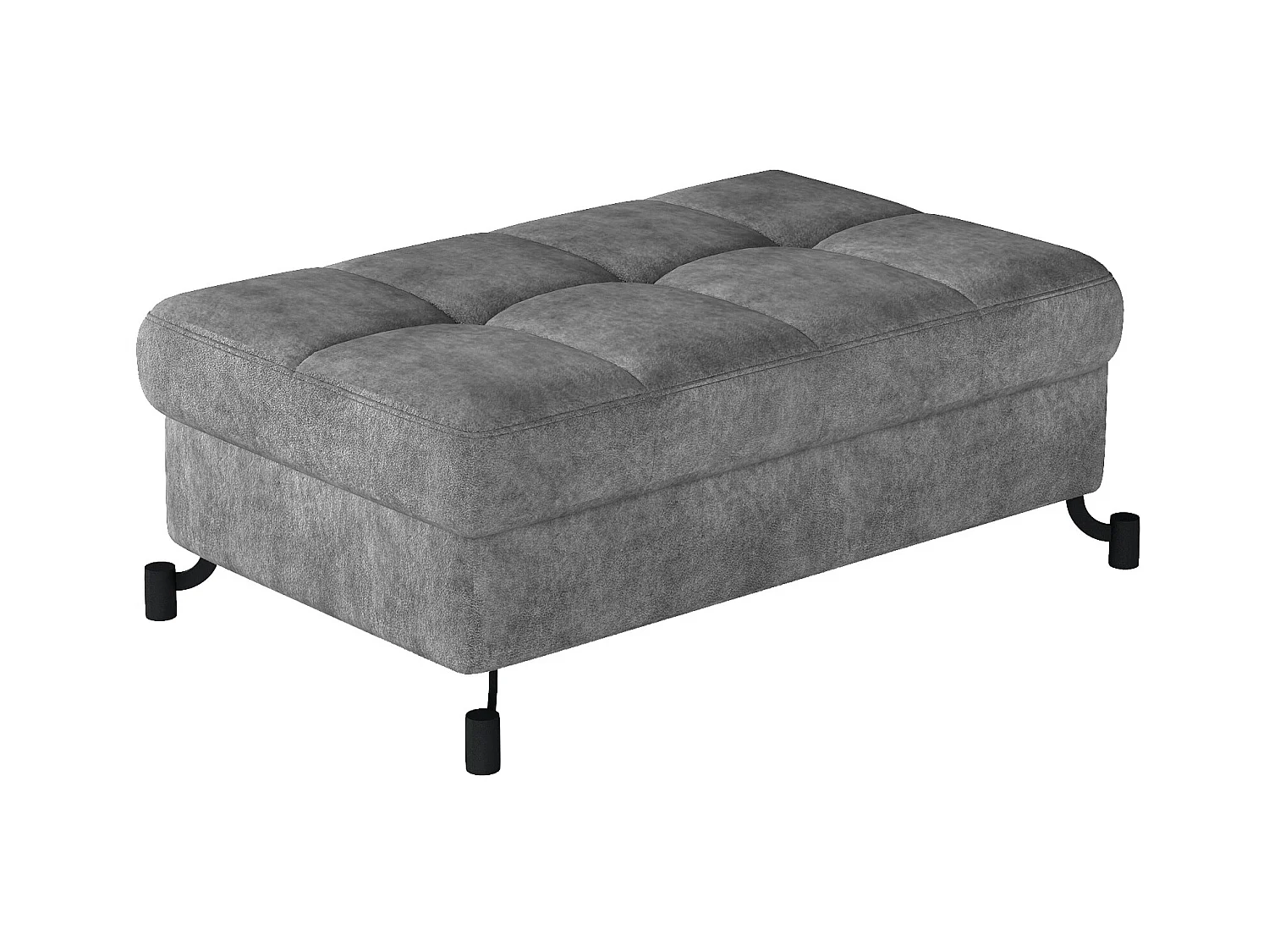 Pouf tissu matelassé gris avec coffre de rangement Lory 100cm
