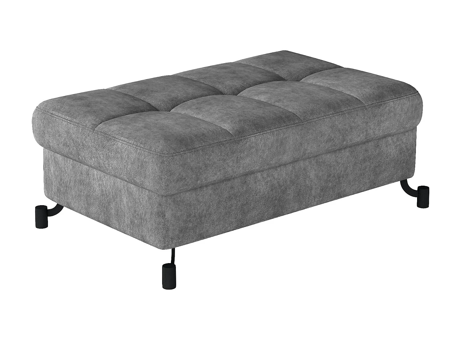 Pouf tissu matelassé gris avec coffre de rangement Lory 100cm