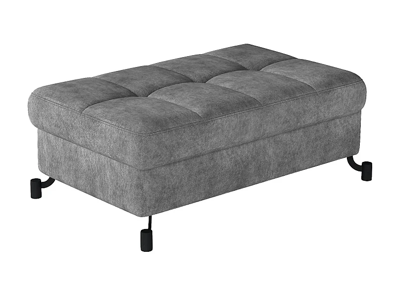 Pouf tissu matelassé gris avec coffre de rangement Lory 100cm