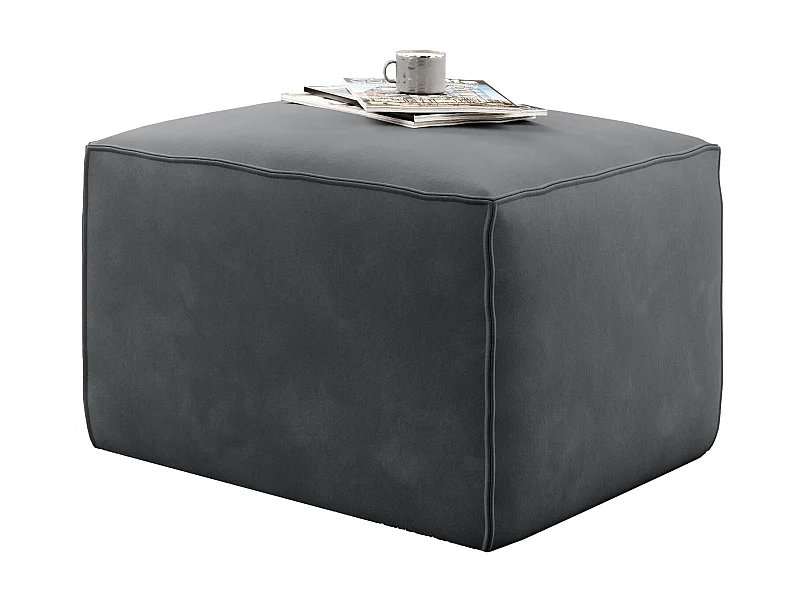 Pouf moderne velours gris foncé Willace 88cm