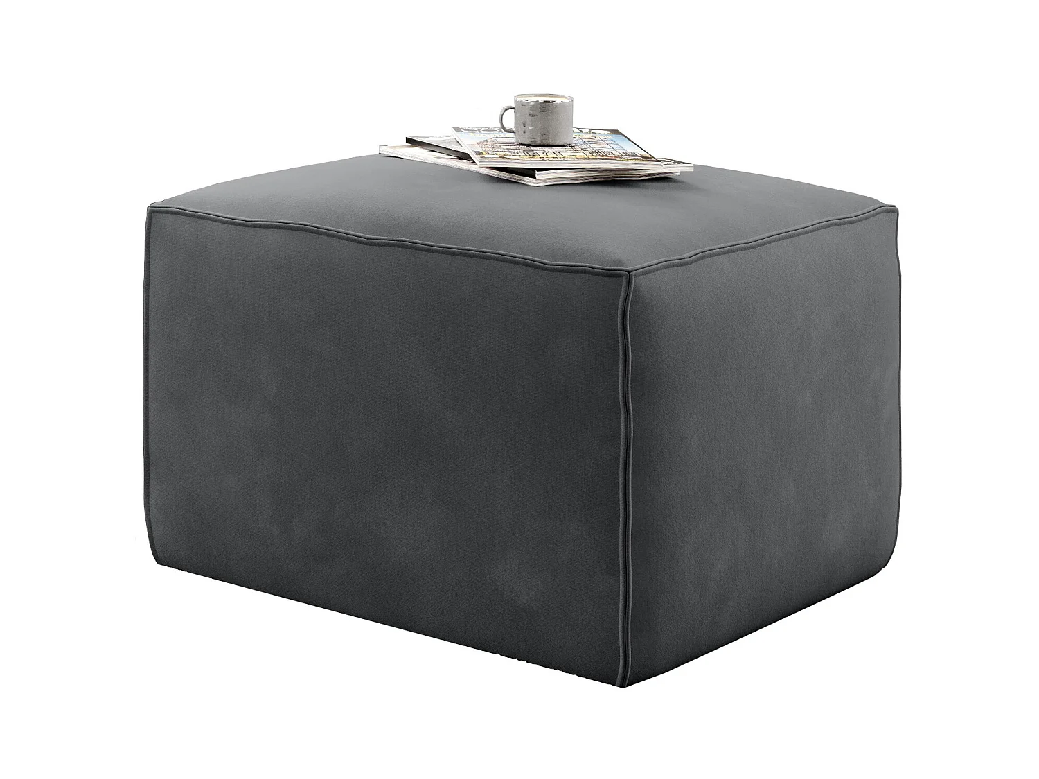 Pouf moderne velours gris foncé Willace 88cm