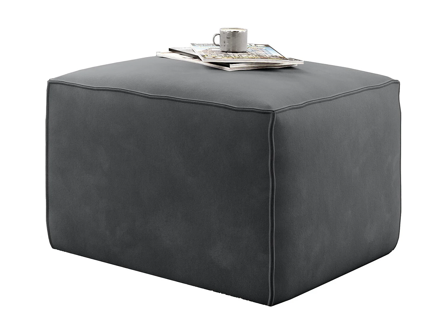 Pouf moderne velours gris foncé Willace 88cm