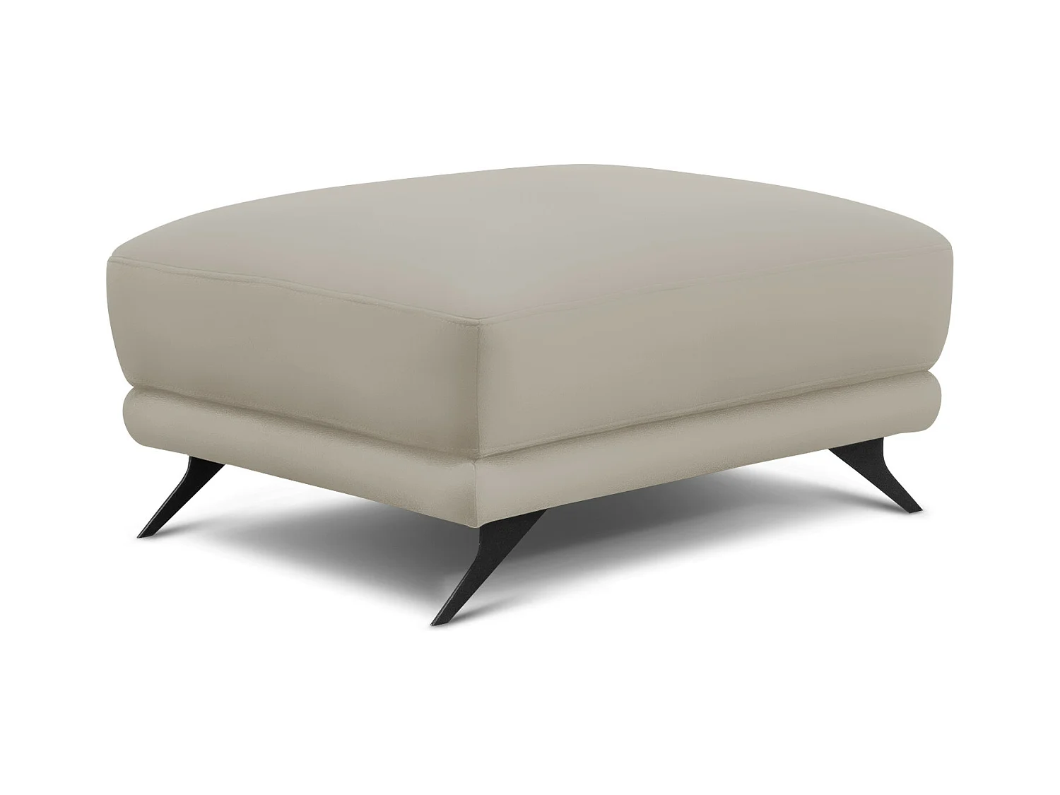 Pouf simili cuir beige et pieds métal noir Zora 82cm